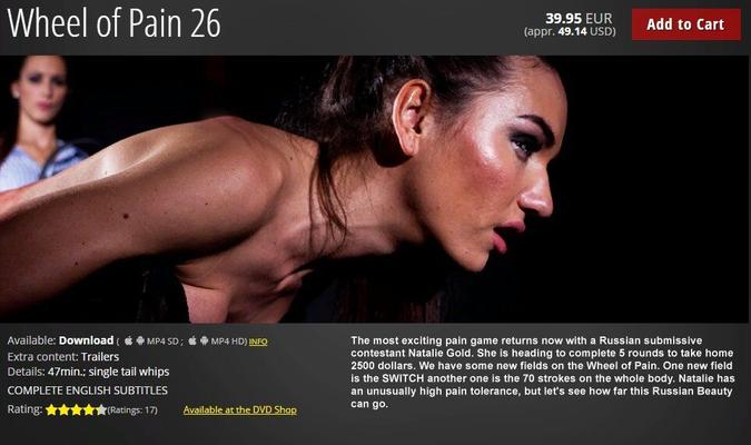 [1,39 Go] [elitepain.com] Wheel of Pain 26 (25/01/2019) [2019, BDSM, Torture, Fessée, Fouet, Humiliation, Douleur, 720p] (Nataly Gold)